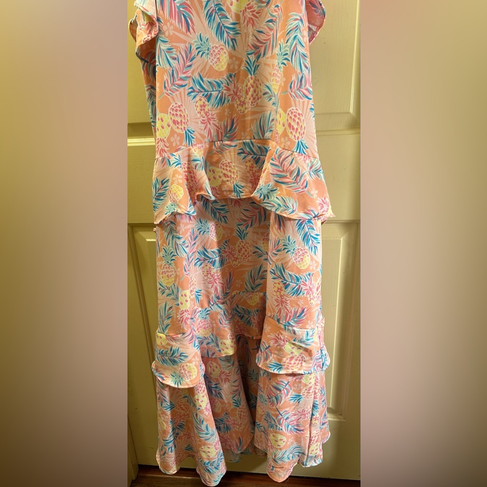 Simply Southern Floral Pineapple Ruffle Maxi Dress - Picture 4 of 6